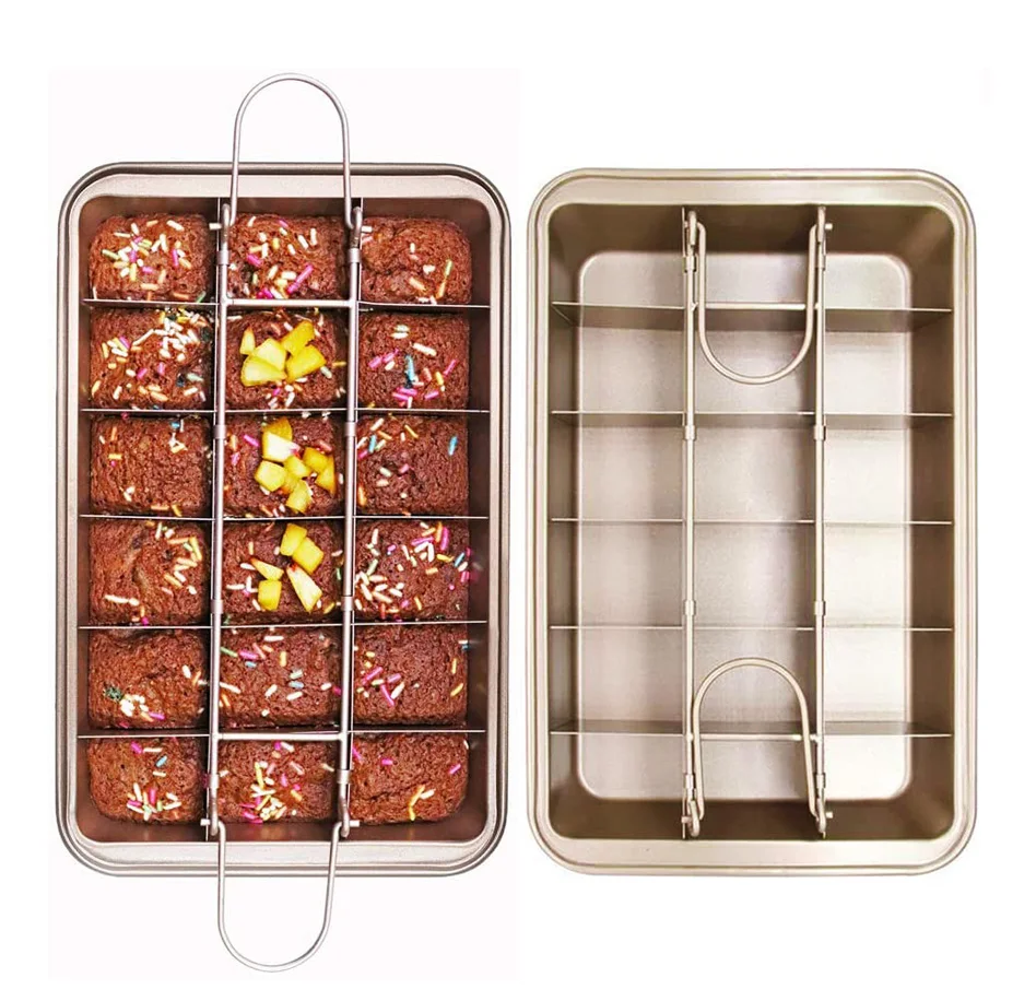 

18 Cavity Brownie Baking Pan,Square Lattice Chocolate Cake Mold Professional Bakeware Baking Tools Easy Cleaning & Non-Stick