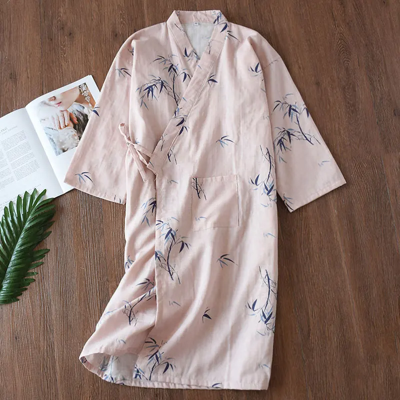 Neue Frühling Sommer Gaze Baumwolle Paar Bademantel Männlich Weiblich Kimono Japanischen Stil Nachtwäsche Täglich Casual Hause Lounge Robe