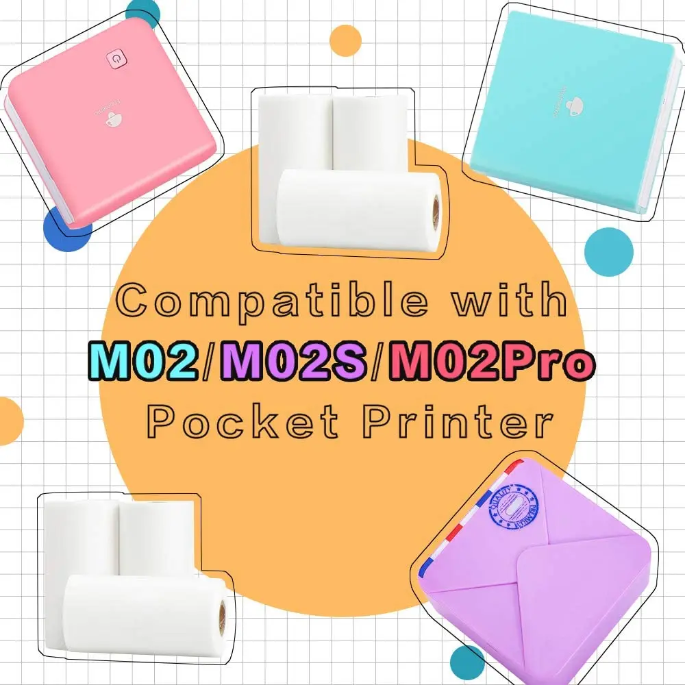 Phomemo Self Adhesive Transparent Thermal Paper Printable Sticker Label Paper Roll for Phomemo M02/M02S/M02Pro Photo Printer
