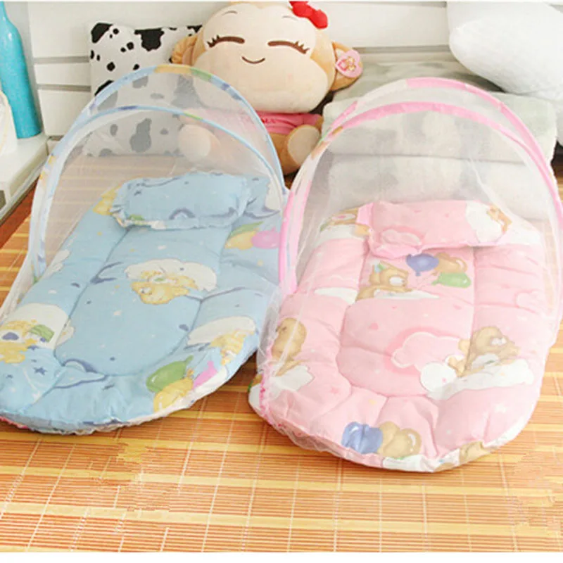 Summer Newborn Bed Mosquito Net Cover Portable Folding Crib Mosquito Net Household Full Bottom Baby Mosquito Net with Cushion