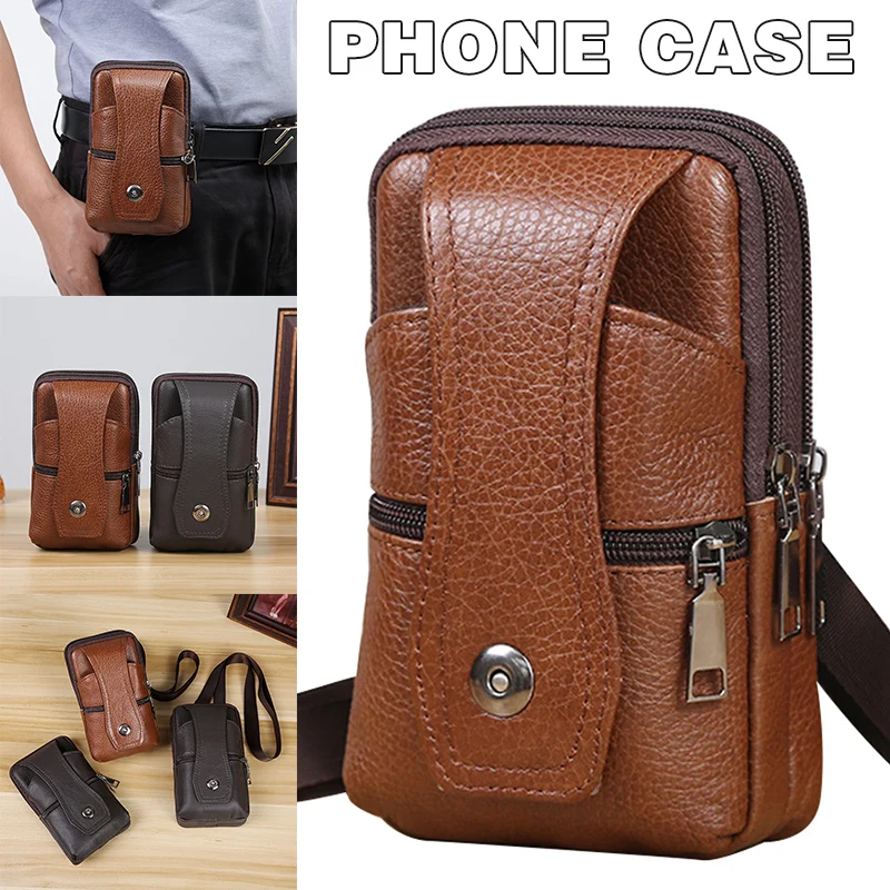 Leather Phone Case Holster Smartphone Belt Loop Pouch Bag Mens Belt Clip Holster Pouch Men Cellphone 2022 New Belt Waist Bag