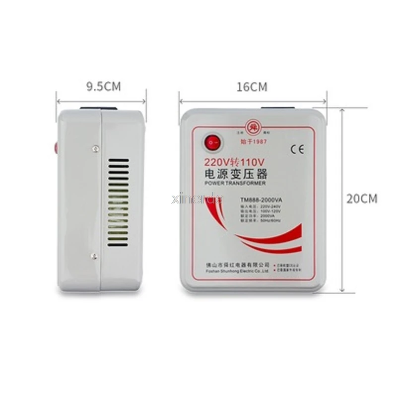 

Мощный трансформатор 220 В, поворот 110 В до 220 В, преобразователь напряжения для бытовой техники, 50 Гц/60 Гц, 2000 ВА, 2000 Вт
