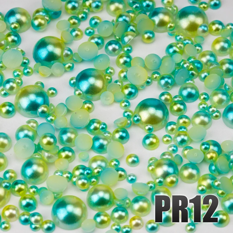 VDD 200g Großhandel, gemischte Größen 3-10mm, Meerjungfrauenfarbe, ABS-Imitationsperlen, halbrunde Flachrückseite, Perlen für Bastelarbeiten, DIY, Nagelkunst-Zubehör – Detail 14