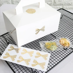 60Pcs/lot Cute Golden Big Bow Sticker Gold Handmade Adhesive Cake Sweet Candy Packaging Sealing Label Sticker Gift Stationery