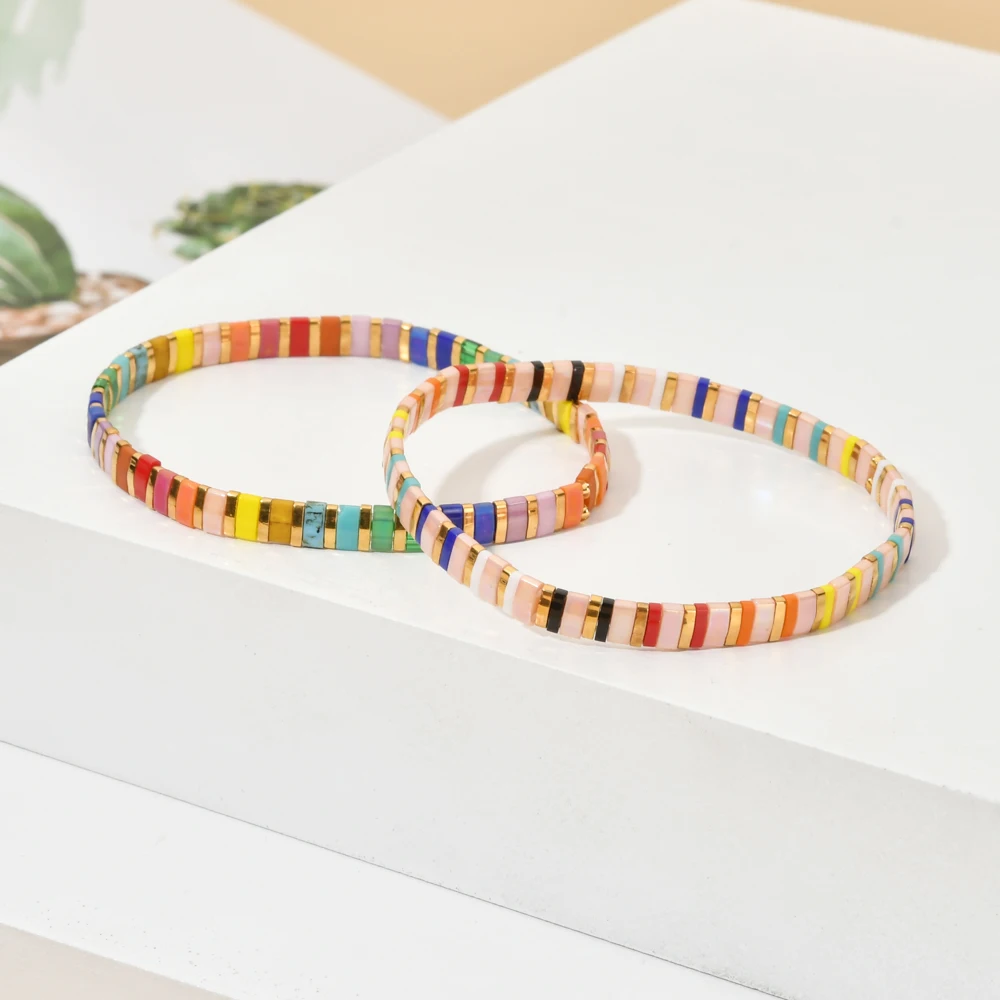 ZMZY 1PCS Sell Random Mixed Color Boho Tila Beads Miyuki Bracelet For Women Pulseiras Femme Friendship Gift Jewellery