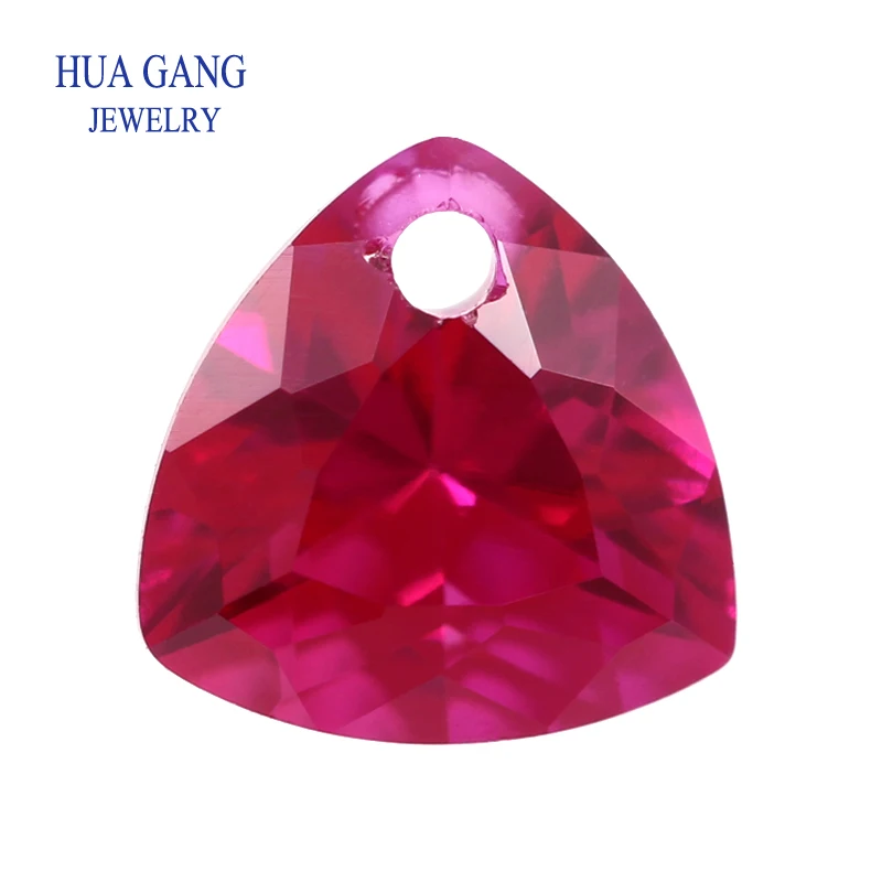 Single hole 5# Red Stone Trillion Shape Princess Cut Synthetic Corundum Gems Stone For Jewelry Bead Wholesale