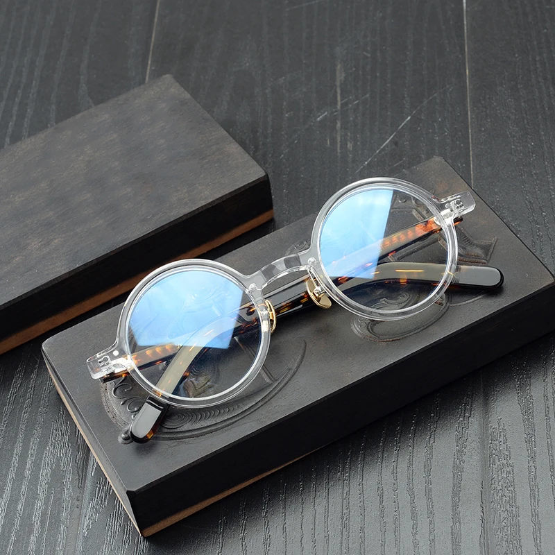 Acetate Reading Glasses Men Anti Blue Light Glasses Women Vintage Small Round Prescription Eyeglasses Frame +1.25 1.0 +1.75 +2.0