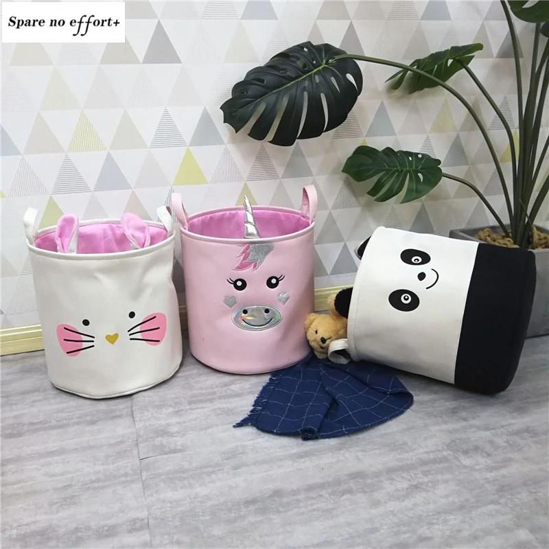 Cartoon Storage Box Cute Printing Waterproof Organizer Cotton Linen Sundries Storage Basket Cabinet Underwear Storage Bag