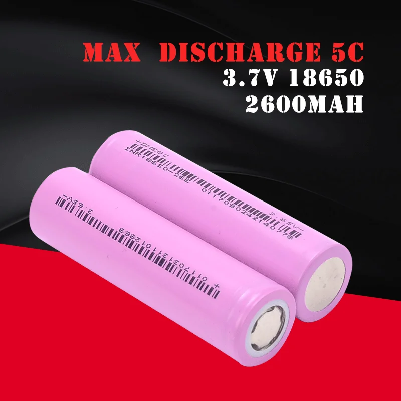 18650 high drain 2600mAh fit battery pack New Original battery MAX discharge 20A Discharge rate 5C 3.7V for electric hand torch