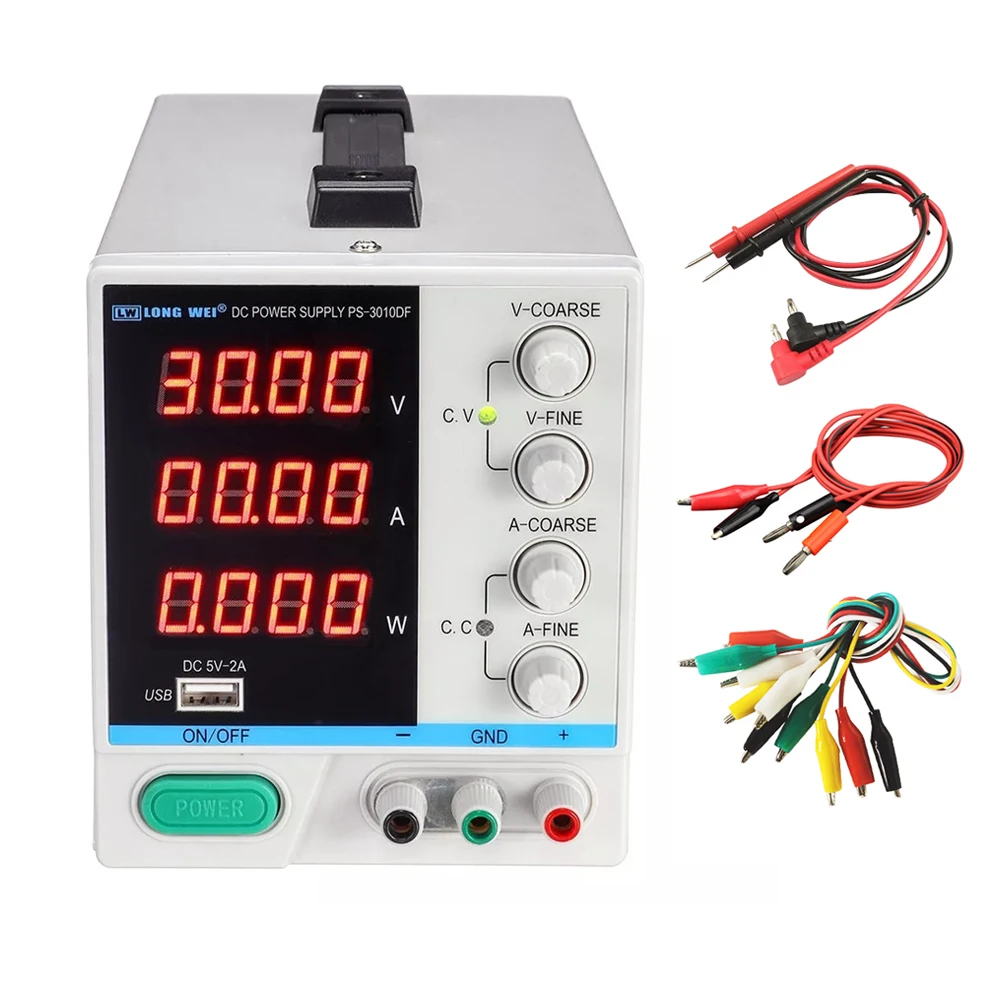 

New PS-3010DF 30V 10A Laboratory DC Power Supply Adjustable 4 Digit Display USB Charging Output Regulated DC Power Supply Repair