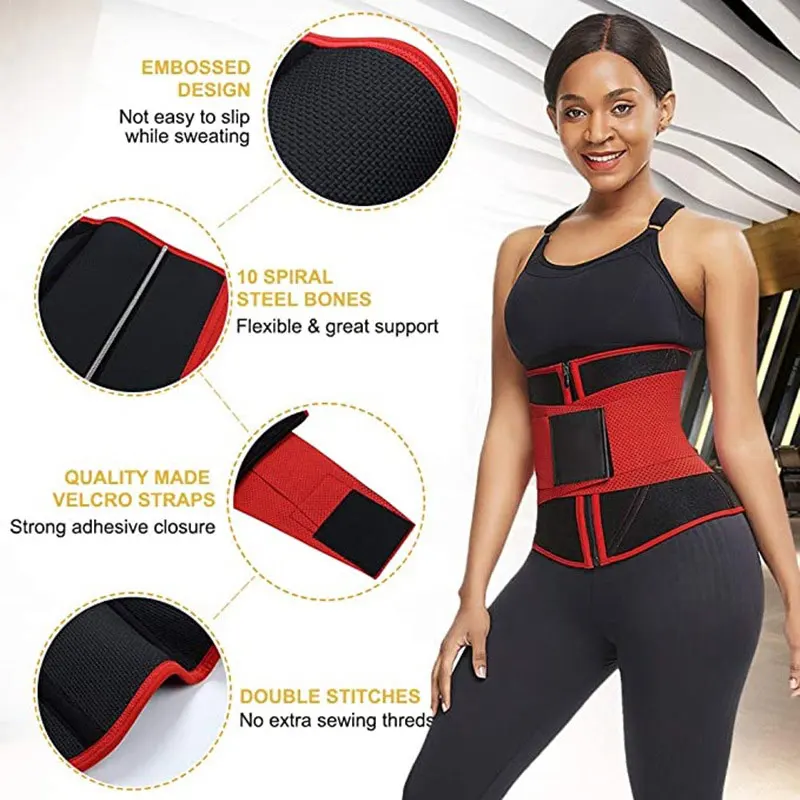 

Corse Negro Breathable Waist Trainer Underbust Bustier Fajas Belt Slimming Cincher Girdle Gym Sports Work Out Zipper Up Corselet