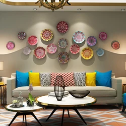 European Pattern Hand Drawn Ceramic Decorative Plate, Living Room Decoration, Sitting Plate, Background Wall Hanging Plate