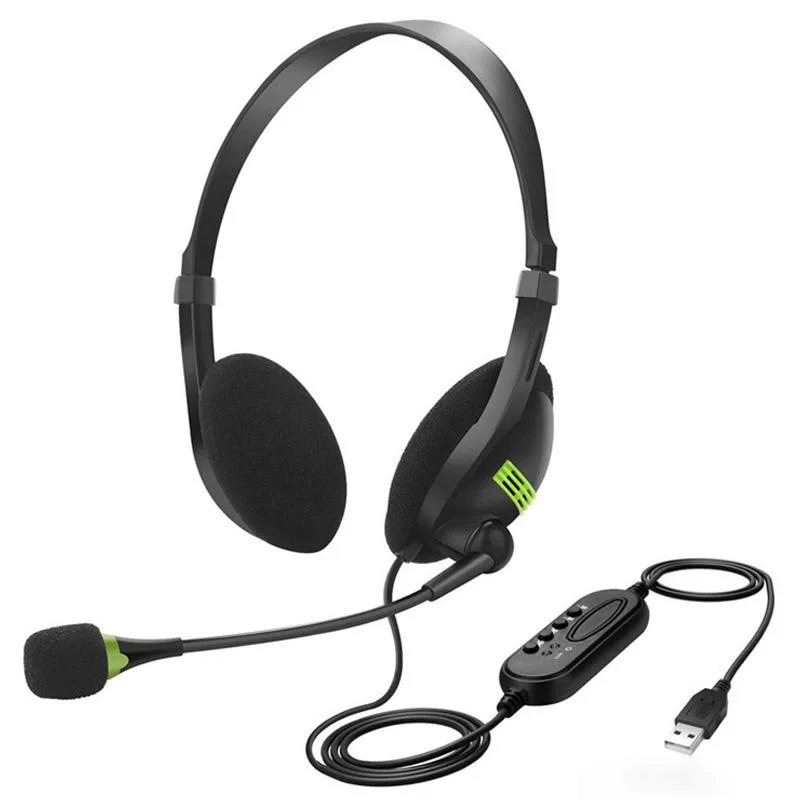 USB Headset Lightweight Comfortable Headphone With Flexible Noise-canceling Microphone Universal For Computers Laptops PC