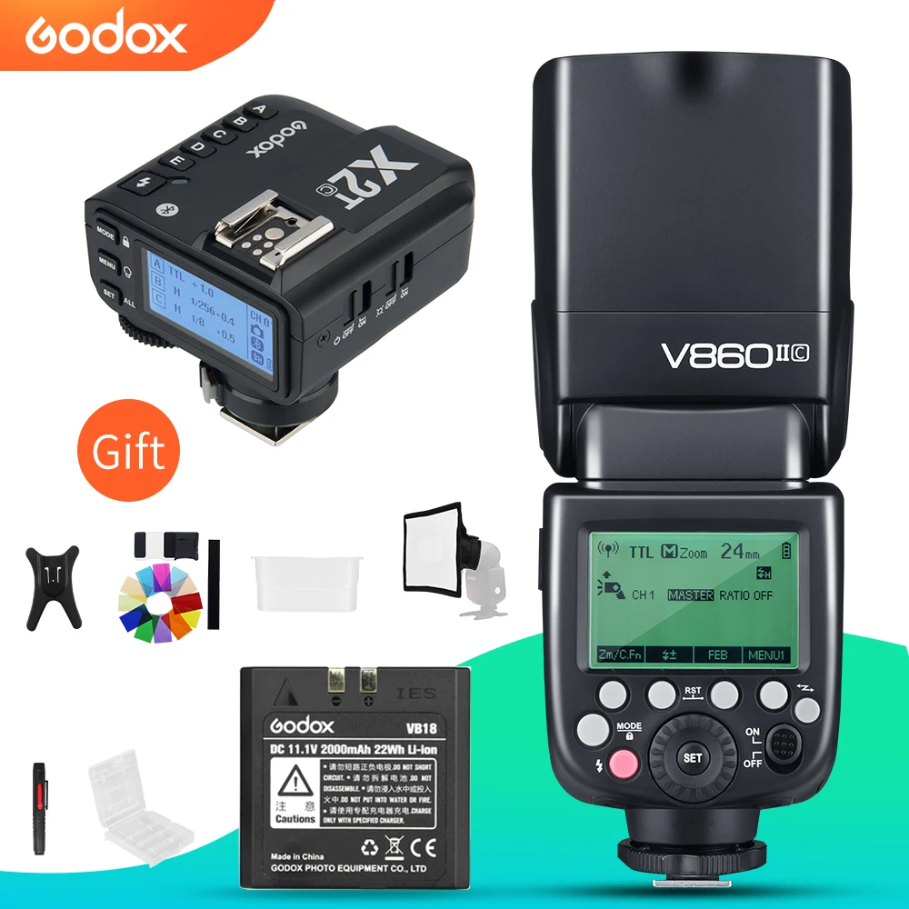 Godox V860II-C V860II-N V860II-S V860II-F V860II-O TTL HSS Flash with X2T-C/N/S/F/O Trigger for Canon Nikon Sony Fuji Olympus