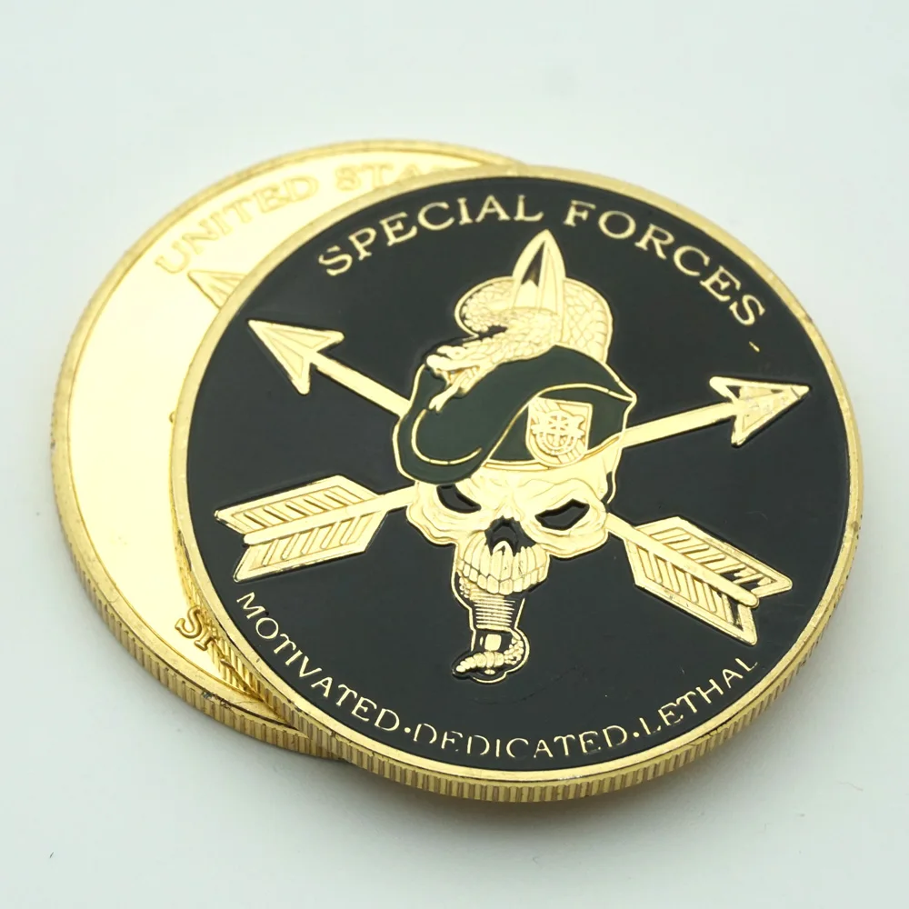 USA Green Berets Liberty Freedom 999 Gold Plated Coin American Challenge Army Special Forces Coins