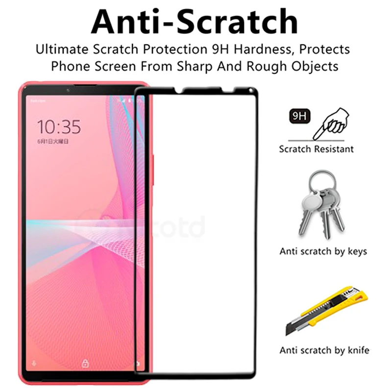 3PCS Full Cover Protective Glass For Sony Xperia 10 III XQ-BT52 Full Glue Screen Protector For Sony Xperia 10 III Lite XQ-BT44