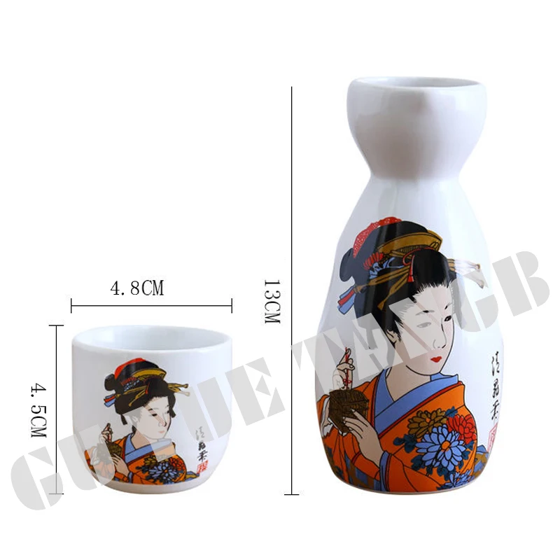 5Pcs/Lot Japan Porcelain Vintage Ceramic Pot Flagon Liquor Spirits Cups Set Kitchen Dining Bar Drinkware Japanese Sake Wine Set