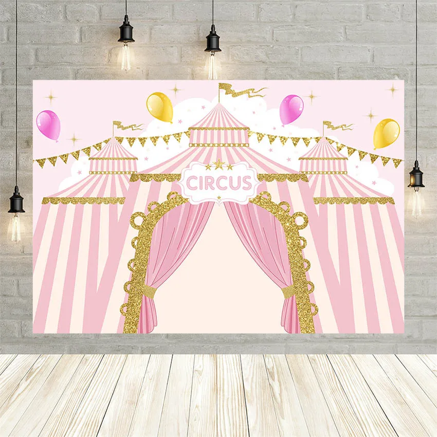 Avezano Circus Theme Girl Birthday Party Backdrop For Photography Pink Tent Cake Smash Background Photo Booth Studio Photophone