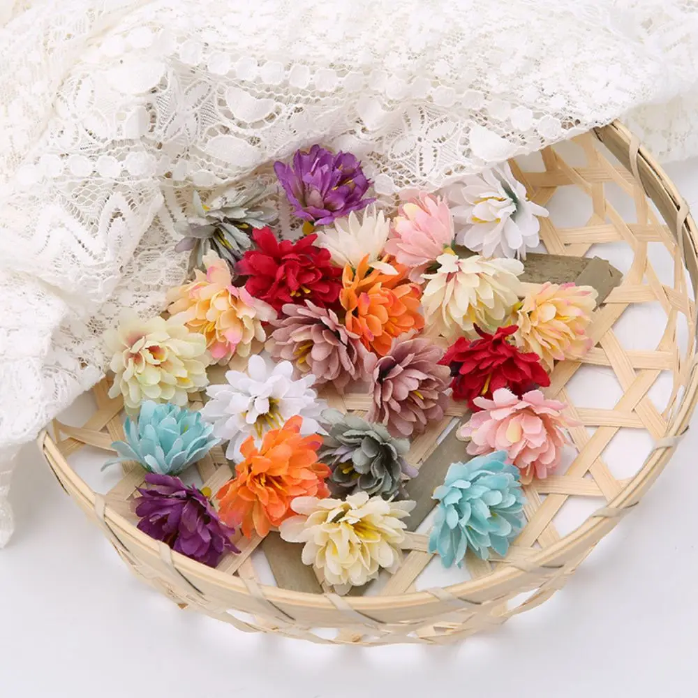 20Pcs Mini 3cm Carnations Handmade Artificial Flowers Head For Wedding Decoration DIY Wreath Gift Scrapbooking Craft Fake Flower