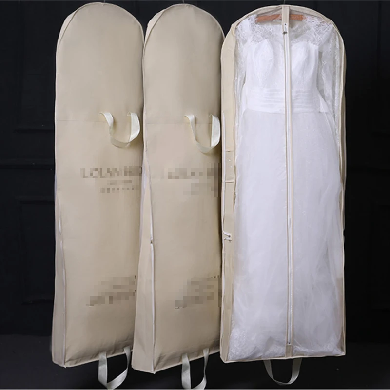 180cm Breathable Wedding Dress Garment Bags Hanging Clothes Dust Cover Storage Travel Bag Foldable Evening Gown Protective Cover
