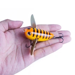Hanlin 58mm 12.5g Simulation of Cicada Fishing Lures Popper Floating Hard Wobblers Bait Metal Blade Wings Artificial Lures