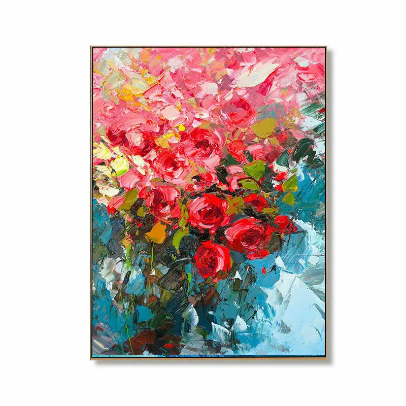 

Modern Abstract Flower Canvas Oil Painting for Dinning Room, Kitchen,Bathroom, Still Life Wall Art Picture, Handpainted