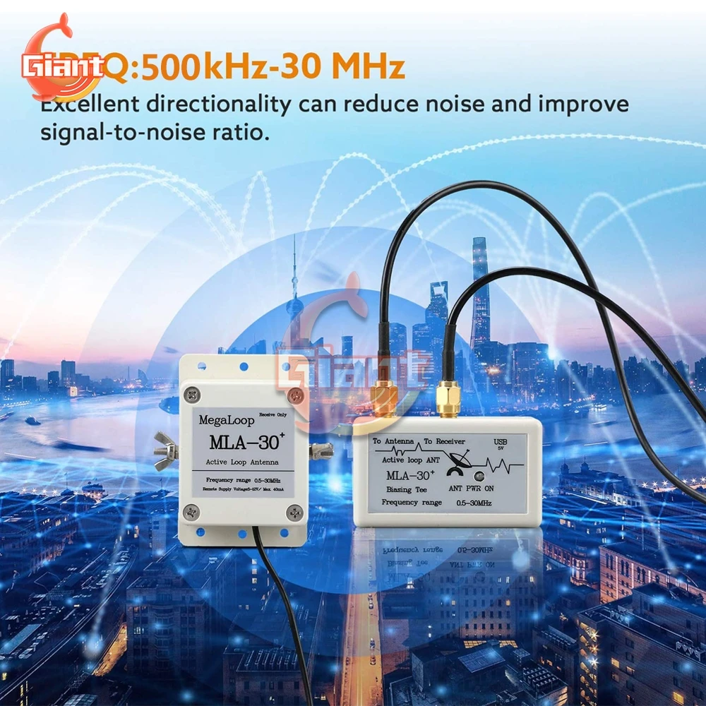 Imagem -04 - Antena Média de Baixo Nível de Ruído da Onda Sdr do Anel Ativo de Mla30-30mhz da Antena Mla Mais Mais de Recepção Ativa do Laço 0.5-30mhz