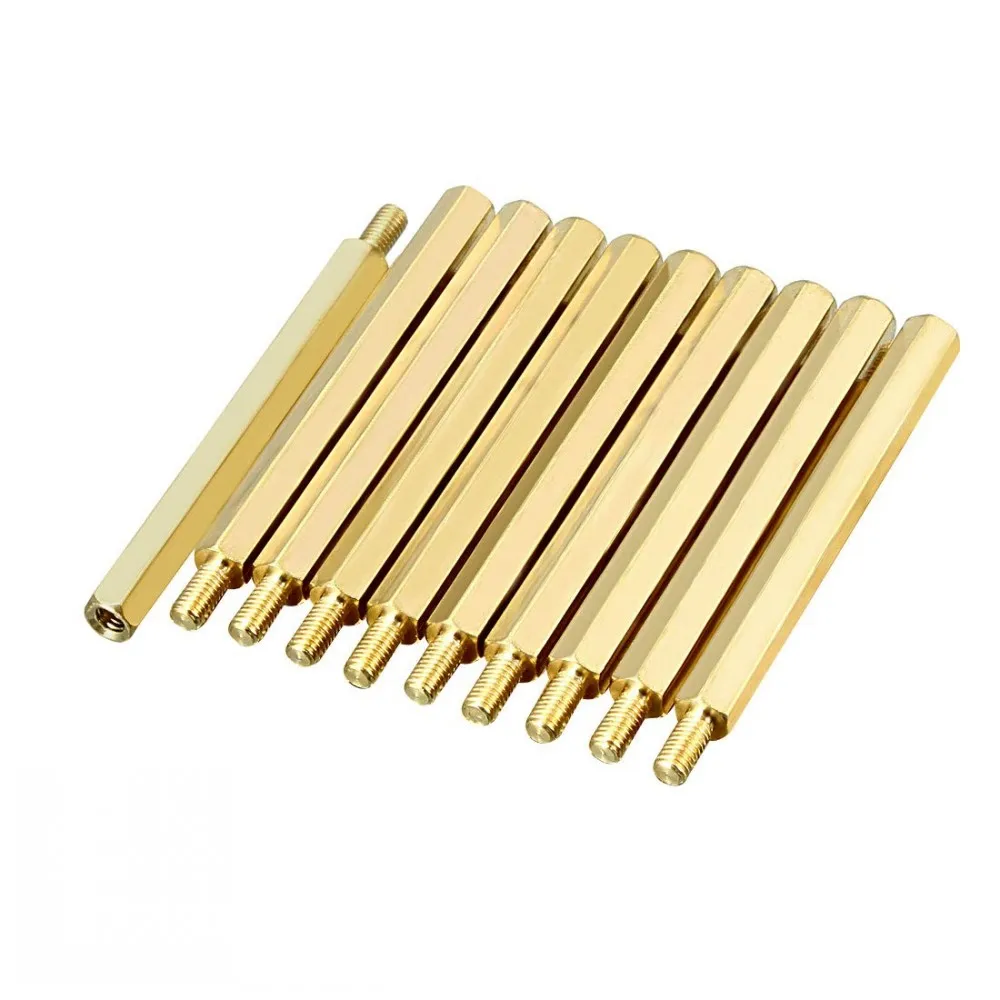 

100Pcs Brass Hex Standoff M5*25+7mm Nut Spacing Screw Male Female Threaded Hollow Pillar PCB Motherboard Spacer Standoff L=25MM