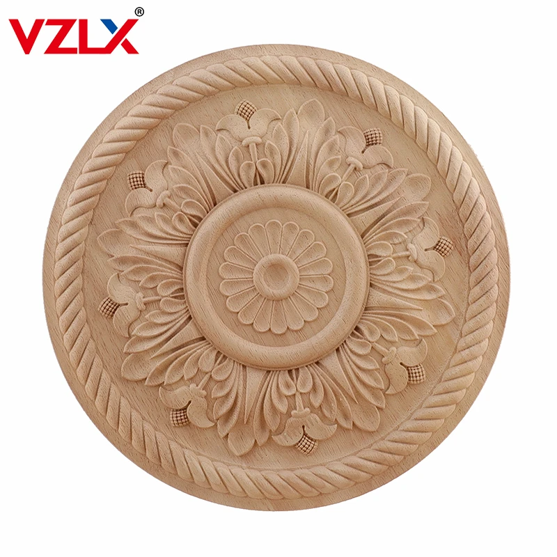 Vintage Unpainted Carved Decal Corner Wood Applique Frame For Home Furniture Wall Cabinet Door Decorative Wooden Miniature Craft