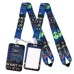 LT1034 The X-Files Alien Lanyard For Keychain ID Card Cover Pass student Mobile Phone USB Badge Holder Key Ring Accessories