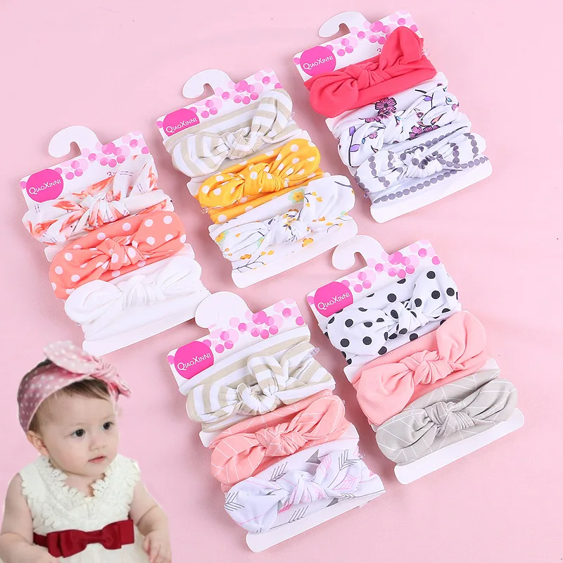 

3Pcs/Set Baby Bow Hairband Headdress Newborn Hairband Cute Bow Flower Elastic Bow Headdress Children’s Gift