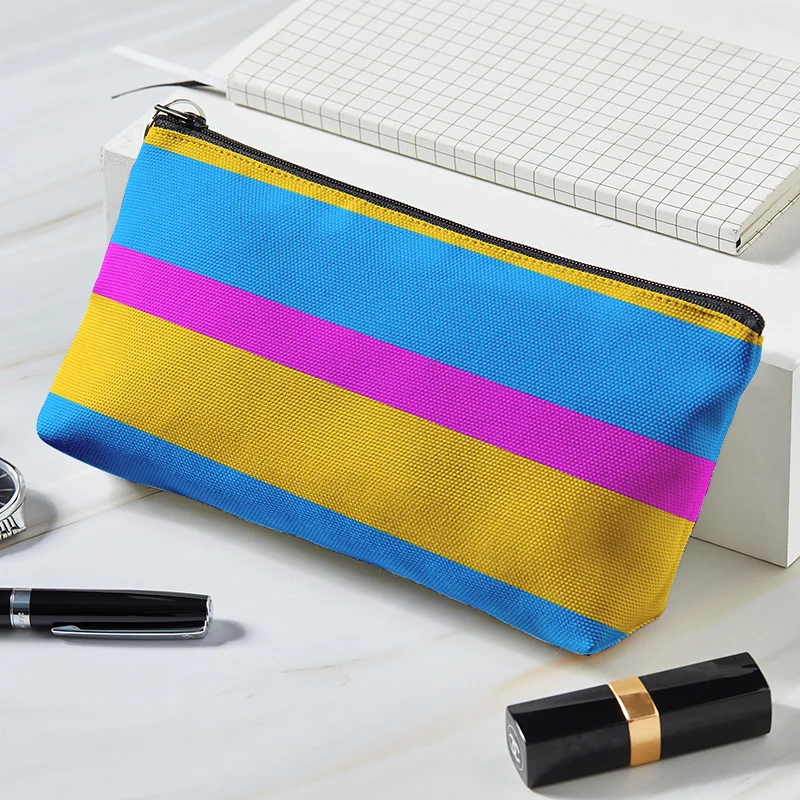 Lovely Rainbow Print Travel Portable Women Makeup Bag High Capacity Toiletries Organizer Cosmetic Cases Zipper Wash Beauty Pouch