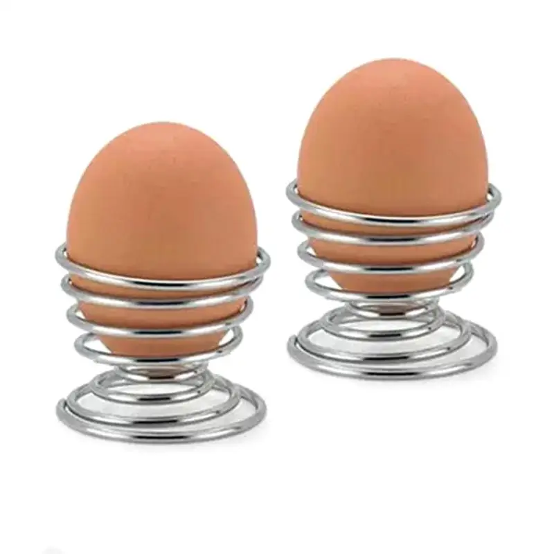 2PCS Egg Cup Boiled Eggs Holder Spiral Kitchen Breakfast Hard Boiled Spring Holder Egg Cup Cooking Tool