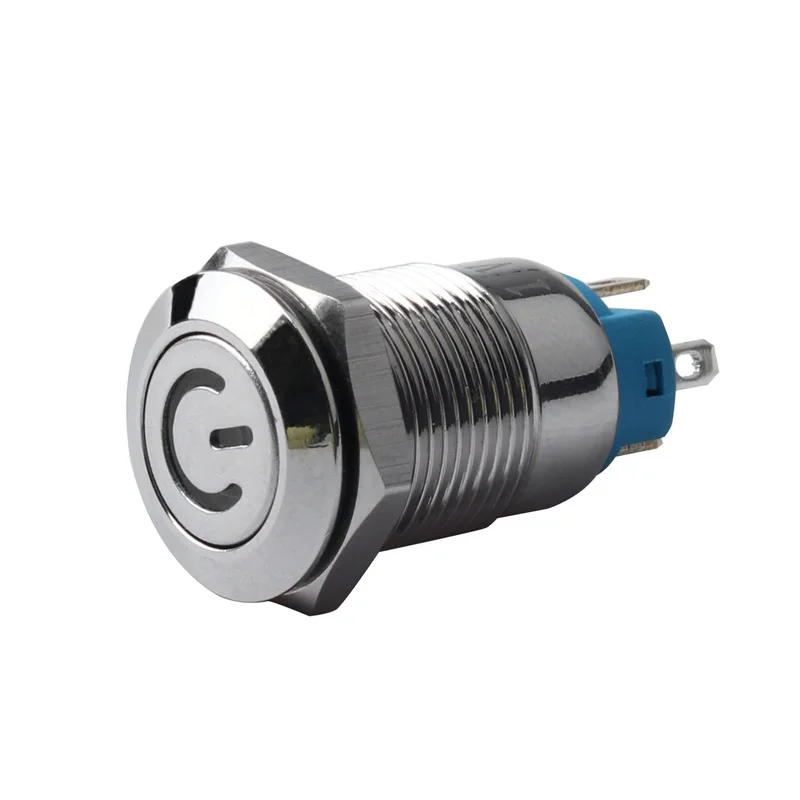 2pcs/lot 12mm hole spacing Metal Push Button Switch With Light Flat/High Head Waterproof Self-Locking  Normal Open Pin Terminal