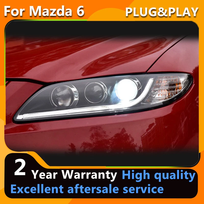 Full LED Headlighs For Mazda 6 Headlight 2004-2012 Mazda6 Head Light LED DRL Headlight Angel Eye Bi Xenon Lens Auto Accessories