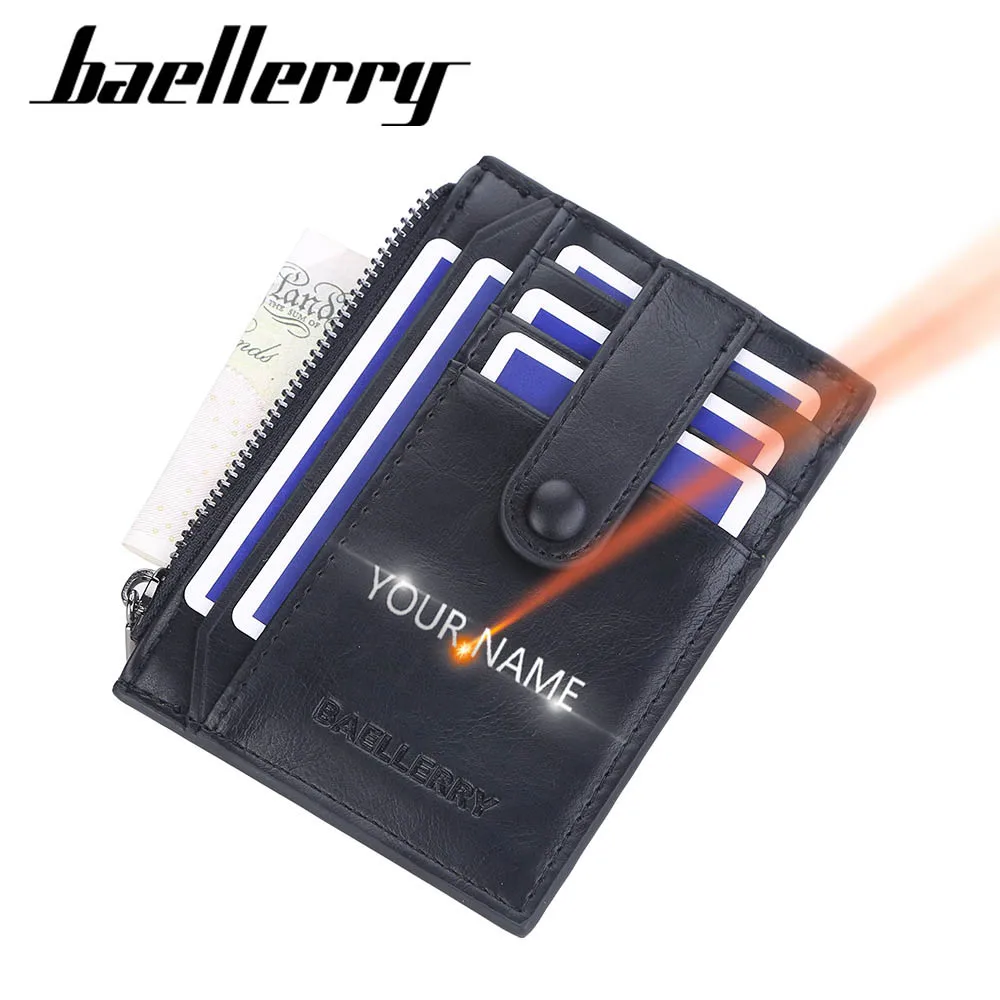 

Новинка 2022, мини-мужские кошельки для карт на молнии, индивидуальный кошелек для карт из искусственной кожи, тонкий держатель для карт, качественный мужской кошелек для карт, мини-картерия