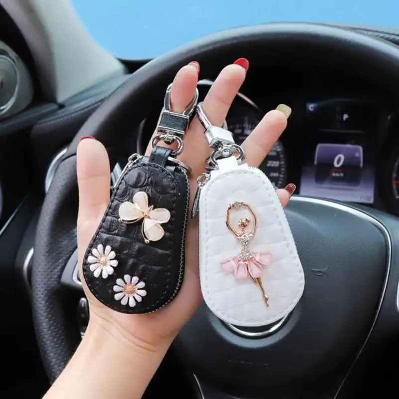 Saco chave do carro do sexo feminino criativo adorável carro chaveiro carro caso protetor decoração geral veículo chave caso protetor bolsa carteira