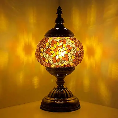 LaModaHome Turkish Lamp Unique Vintage Stained Glass Moroccan Style Mosaic Table Light Room Decoration Art Decor Living Room lam