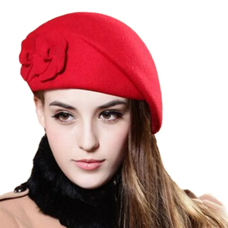 MAERSHEI Vintage black woolen hat dome bow lotus leaf big hat lady autumn and winter hat temperament hat