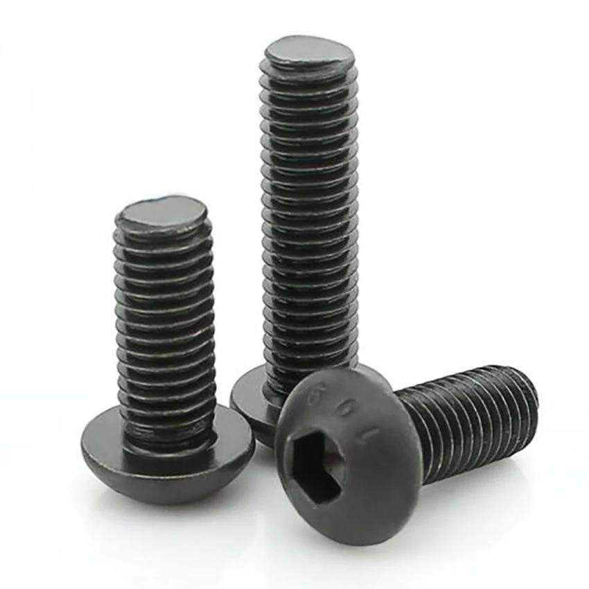 3Pcs BSW 1/4-20  3/8-16 Black Zinc Button Head Hex Socket Screws Allen Bolts High Tensile Grade 10.9