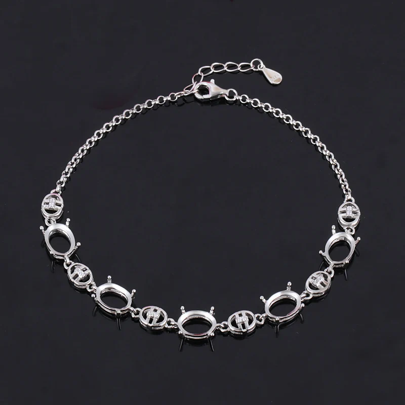 

925 Sterling Silver Women Bracelet Chain 7x9mm Oval Cabochon Semi Mount Bracelet Setting Wholesale