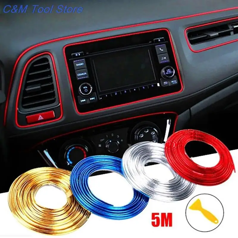 5M Car Seal Accessories Moulding Trim Dashboard Edge Universal Auto Chrome Styling Interior Exterior Decoration Door Strip