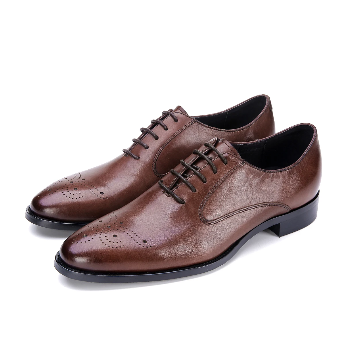 

New Black / Deep Brown Oxfords Mens Business Shoes Genuine Leather Dress Shoes Male Social Shoes