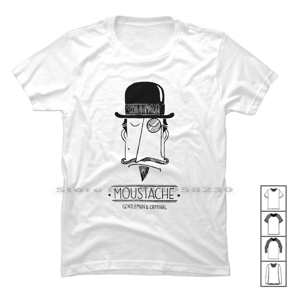 Moustache Gentleman And Criminal T Shirt 100% Cotton Moustache Gentleman Gentle Video Games Music Movie Usta Tage Mina Rim Che