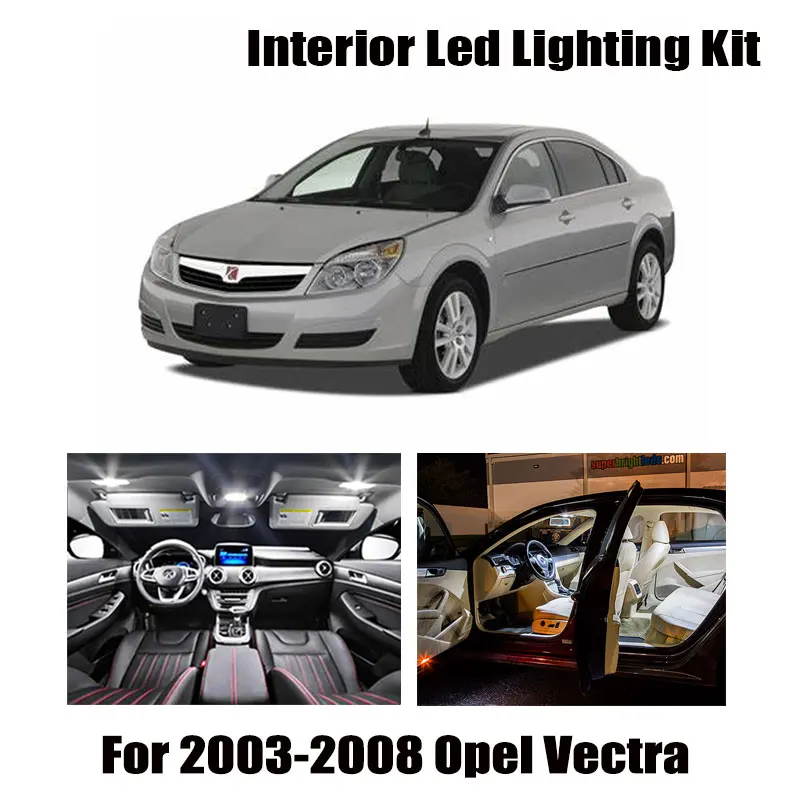 13pcs White Error Free Car LED Interior Light Kit Reading Bulbs Fit For 2003-2008 Opel Vectra C GTS Map Dome Cargo Plate Lamp