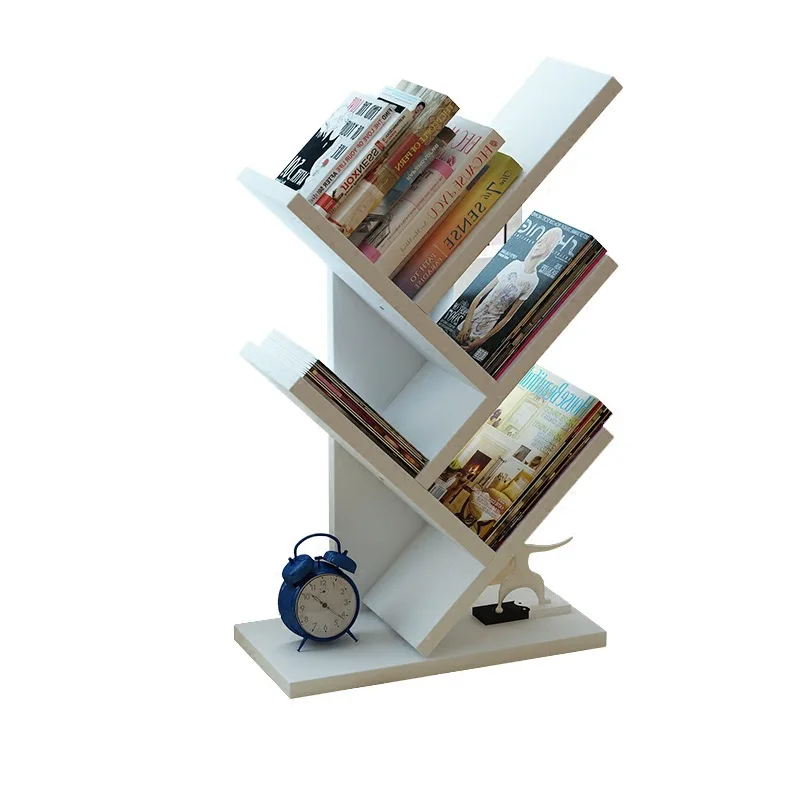 Bookshelf Desk Creative Study Bookcase Tree Shaped Furniture Decor Book Rack Multi-grid Storage Shelf Wooden Display Shelf