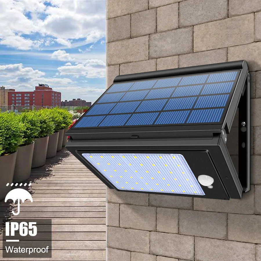 Solar Panel Lights Outdoor with Motion Sensor Waterproof Folding LED Light With 6 Modes Lighting For The Garden Wall Solar Lamp
