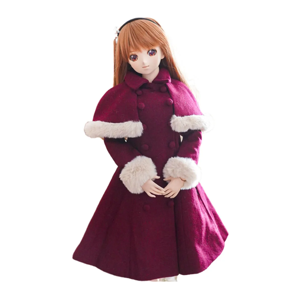 Conjuntos de falda de capa roja BJD, ropa, abrigo para niña de 1/4 1/3 y 24 pulgadas de altura, ropa para muñeca MSD SD13 DK DZ AOD DD