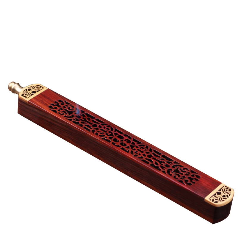 Rosewood Line Incense Burner, Red Rosewood Car Lying Box Ebony Hollow Copper Holder, Yoga Home Supplier, Japan Style