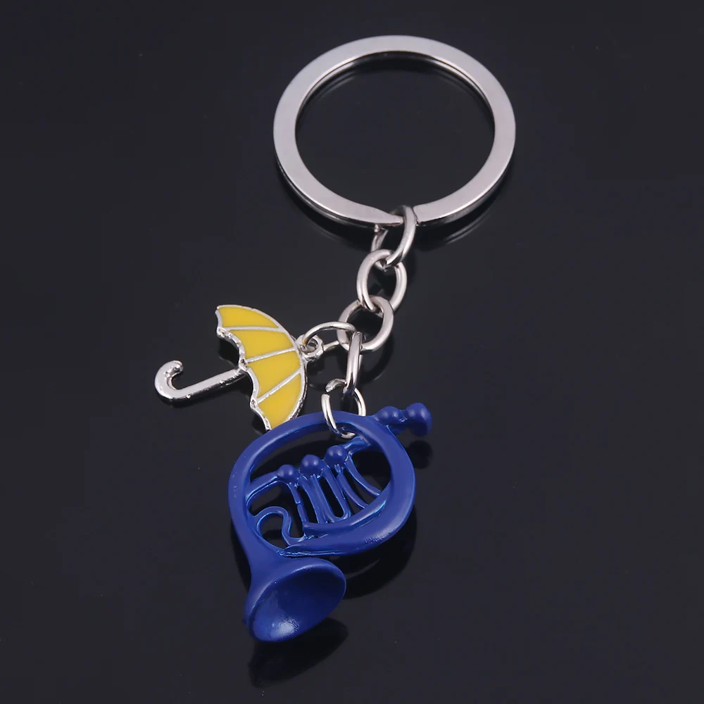 Moive How I Met Your Mother Classic Keychain Blue Trumpet Yellow Umbrella Keyring for Women Men Fans Jewelry